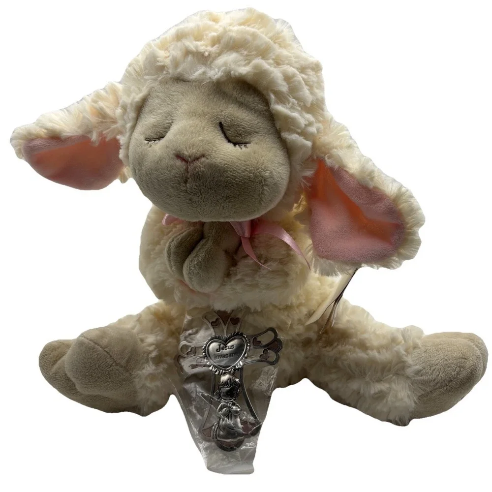 Ganz Serenity Lamb With Crib‎ Cross Christening or Baptism Gift (Girl, Pink)